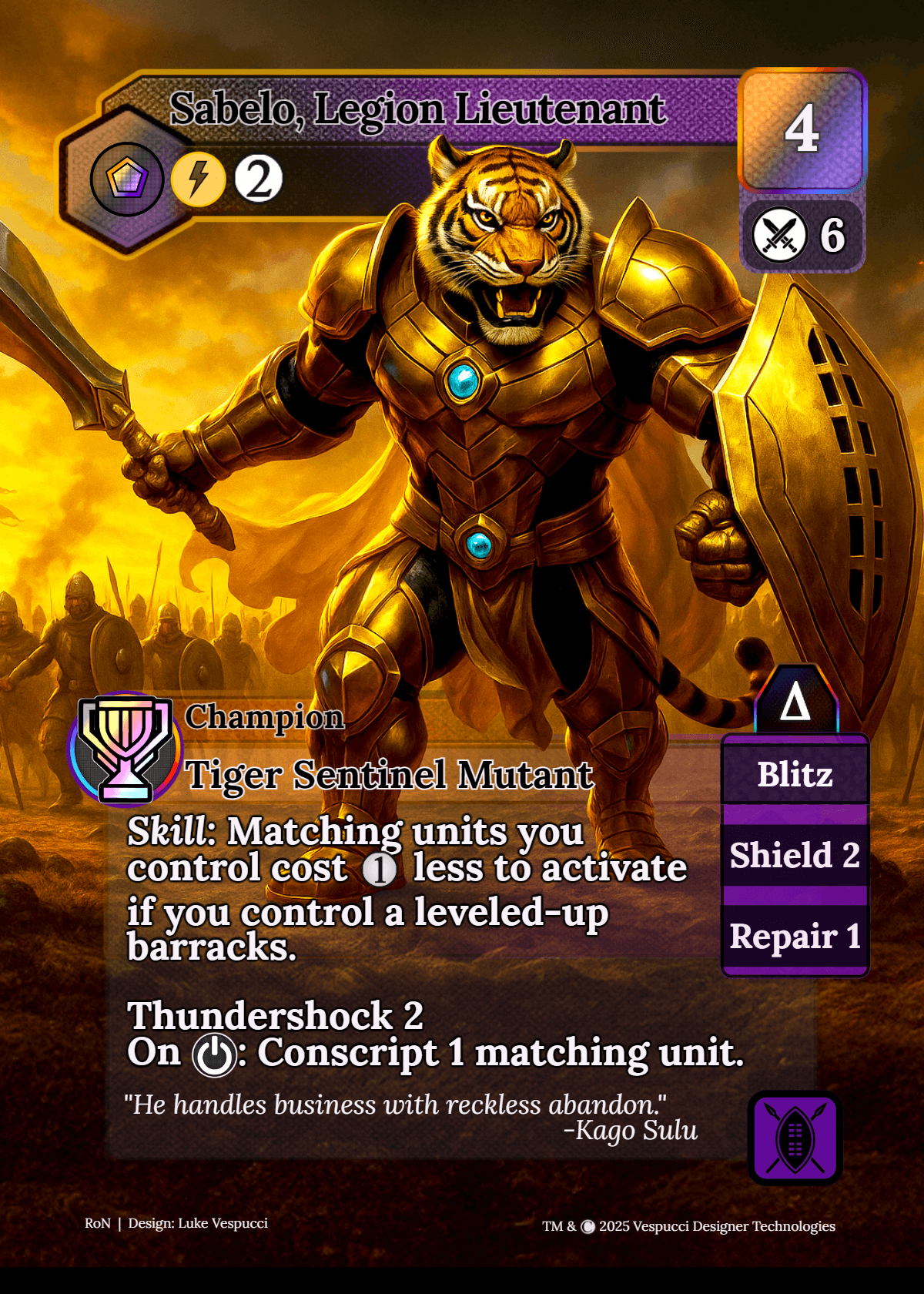 Sabelo, Legion Lieutenant